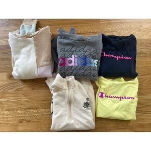 Lot of 5 Girls Youth Large Hoodie Sweatshirts Adidas Champion Shirts